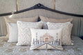 The Taj Story Hand-Embroidered Ivory Cushion — 14x20"