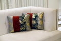 Serenade Red & Teal Gold-Foil Cushion — 14x20"