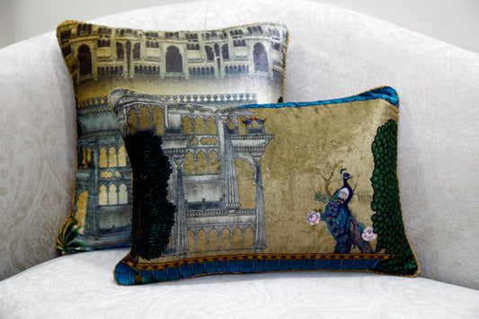 Kila Velvet Carpet-Print Cushion — 18x18"