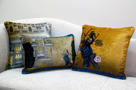 Kila Velvet Carpet-Print Cushion — 14x20"