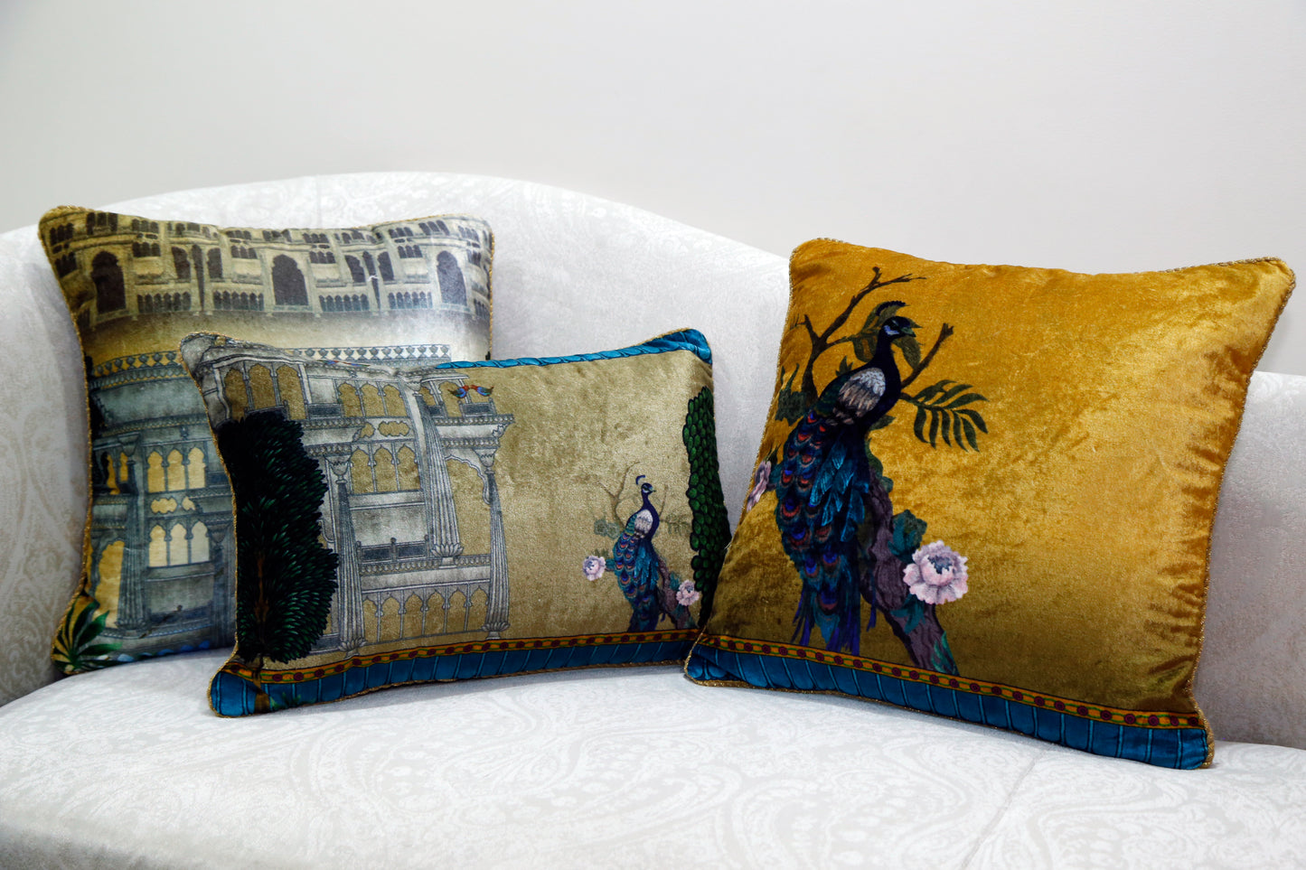 Kila Velvet Carpet-Print Cushion — 18x18"