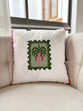 Velour Whisper Tropical Stamp Cushion — 18x18"