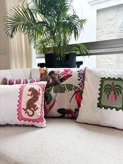 Velour Whisper Jungle Scene Cushion — 18x18"
