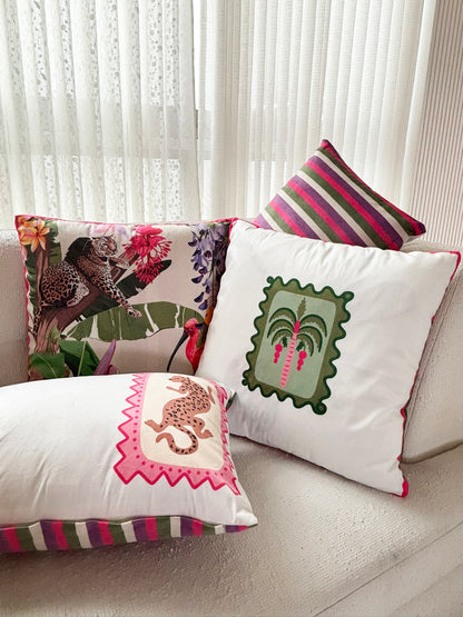 Velour Whisper Jungle Scene Cushion — 18x18"