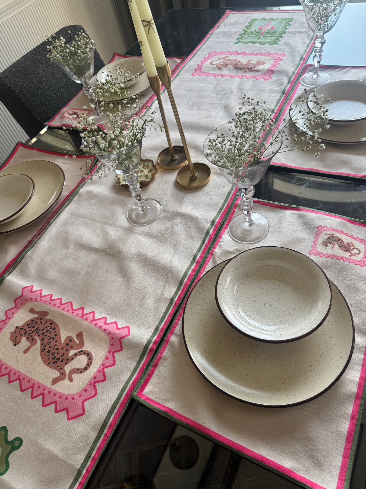 Velour Whisper Bold Motif Table Runner