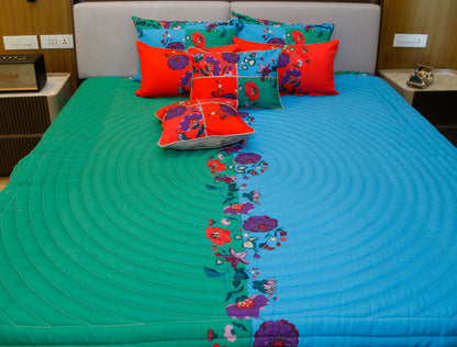 KIMONO (  king size reversible bedcover with2-pillow covers,1 cushion cover)