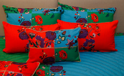 KIMONO (  king size reversible bedcover with2-pillow covers,1 cushion cover)