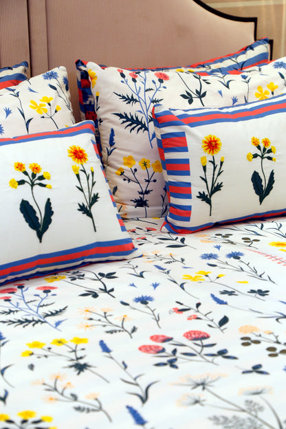 FLORAL WHISPER (  king size reversible bedcover with2-pillow covers,1 cushion cover)