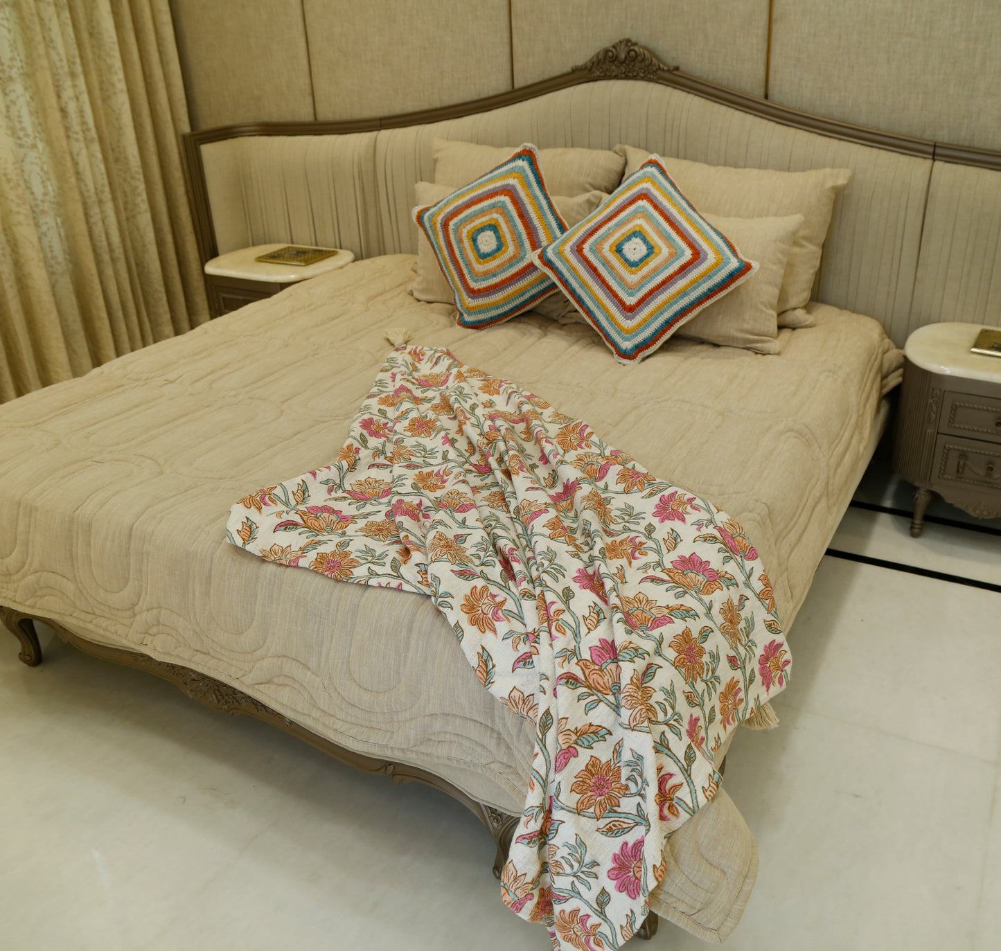 RUSTIC CHARM ( 1- king size bedcover, 2-pillow covers)