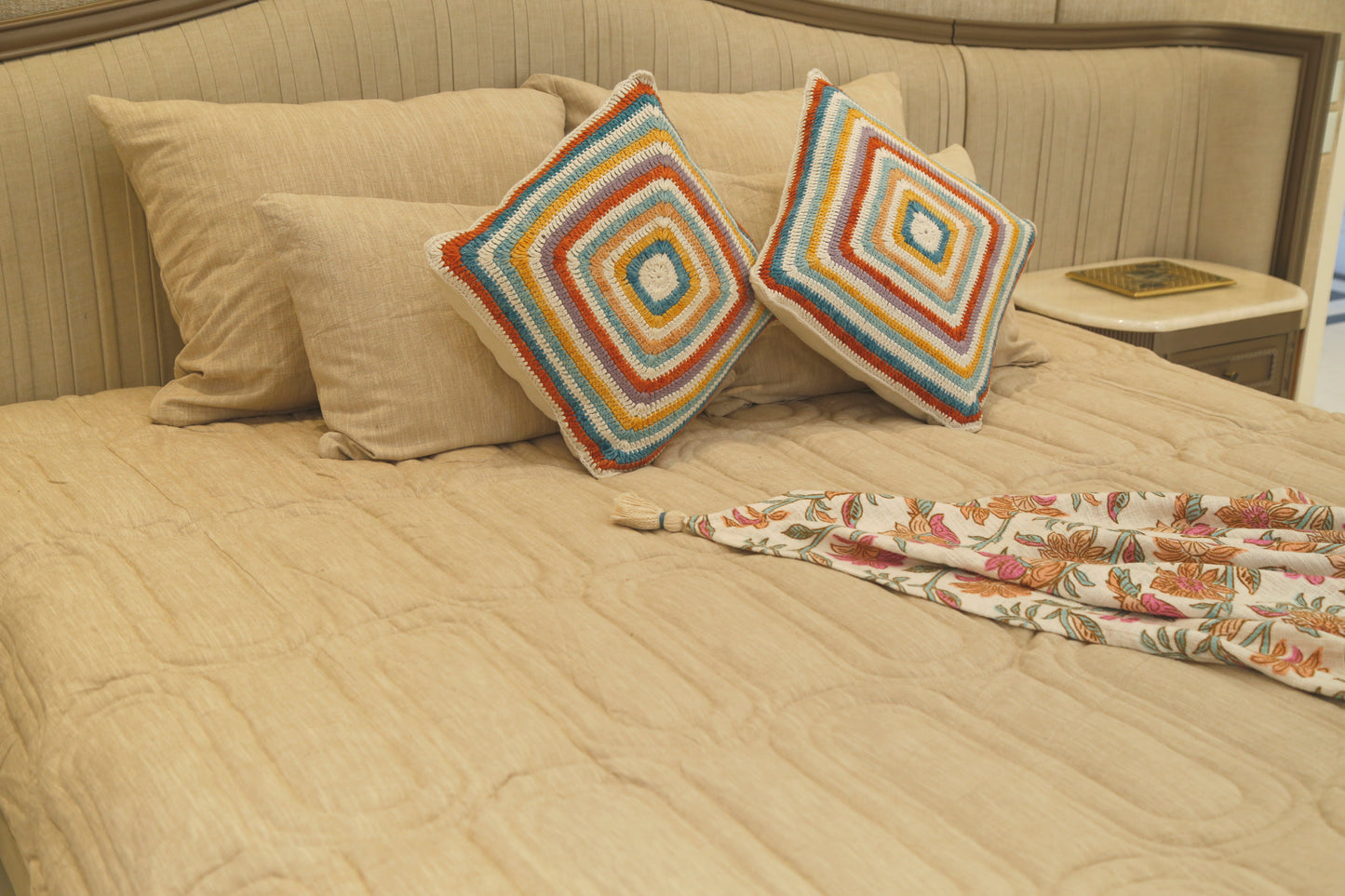 RUSTIC CHARM ( 1- king size bedcover, 2-pillow covers)