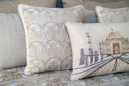 The Taj Story Trellis Floral Cushion — 18x18"