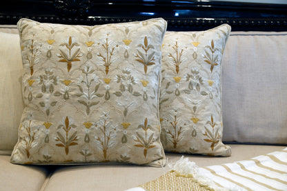 The Taj Story Tasselled Ivory Cushion — 18x18"