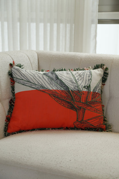 Homestead Coral Leaf Cushion — 16x24"