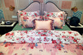 ROSE BED (  reversable DUVET COVER 80X100", with 4-pillow covers AND 1 CUSHION COVER )