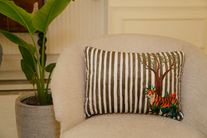 Ebony Frost Tiger Cushion — 14x20"