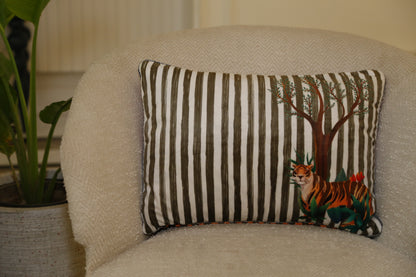 Ebony Frost Tiger Cushion — 14x20"