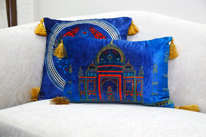 Taj Embroidered Velvet Cushion — 16x24"