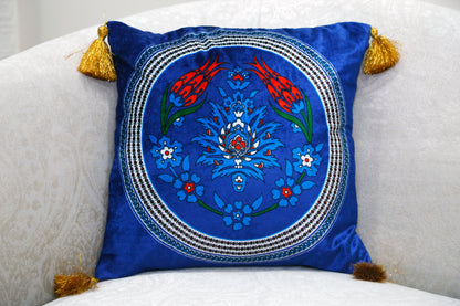 Taj Embroidered Velvet Cushion — 18x18"