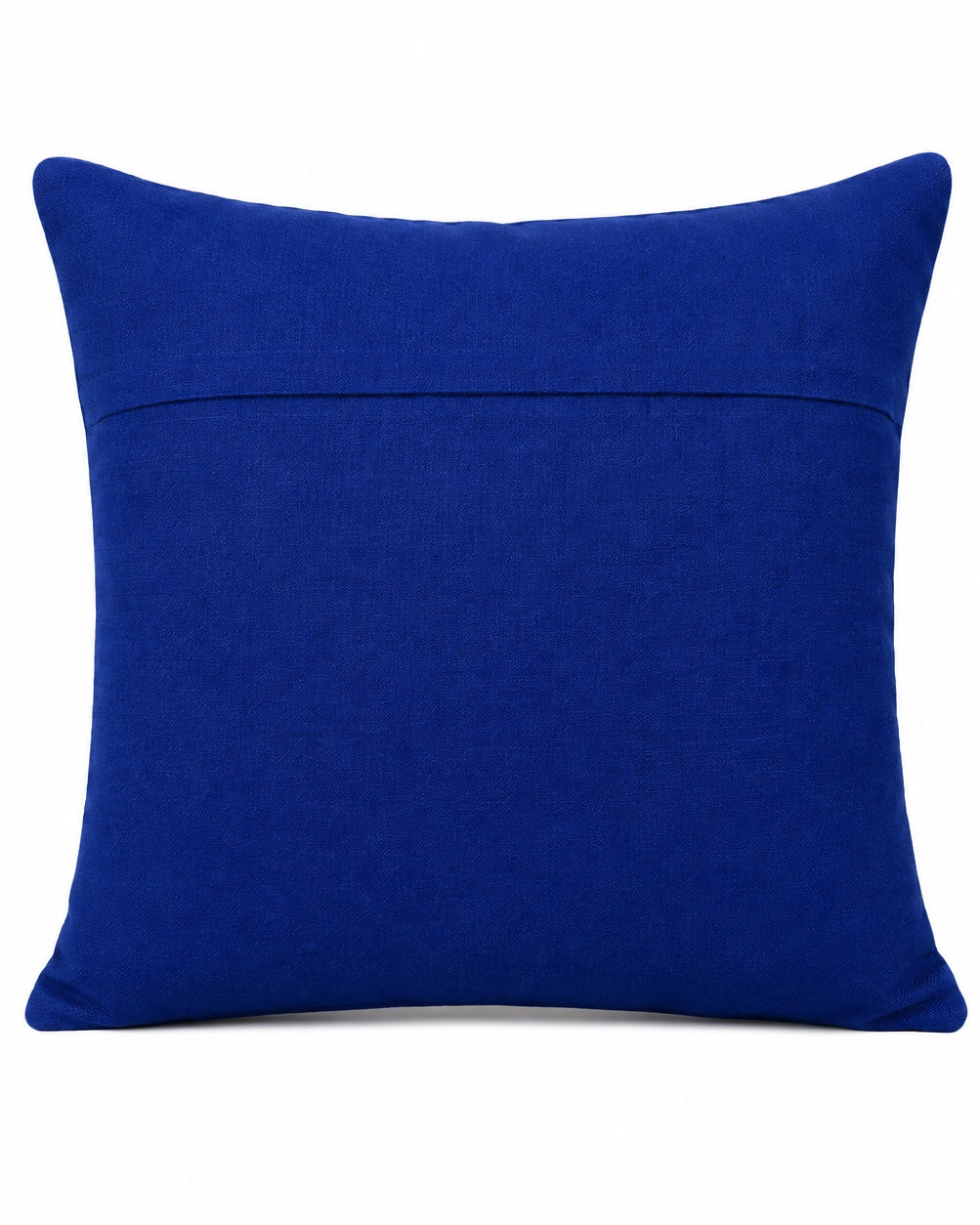 Royal Blue Jaipur Elephant Stamp cushion cover, reverse showing royal blue silk back