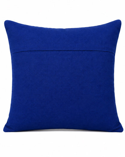 Royal Blue Jaipur Elephant Stamp cushion cover, reverse showing royal blue silk back
