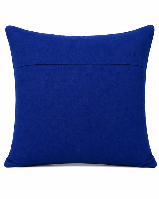Royal Blue Jaipur Elephant Stamp cushion cover, reverse showing royal blue silk back