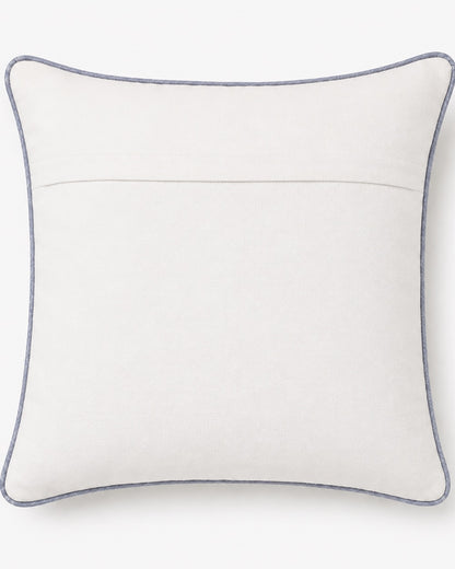 Into the Blue Elephant cushion cover, reverse showing ivory back with blue piping