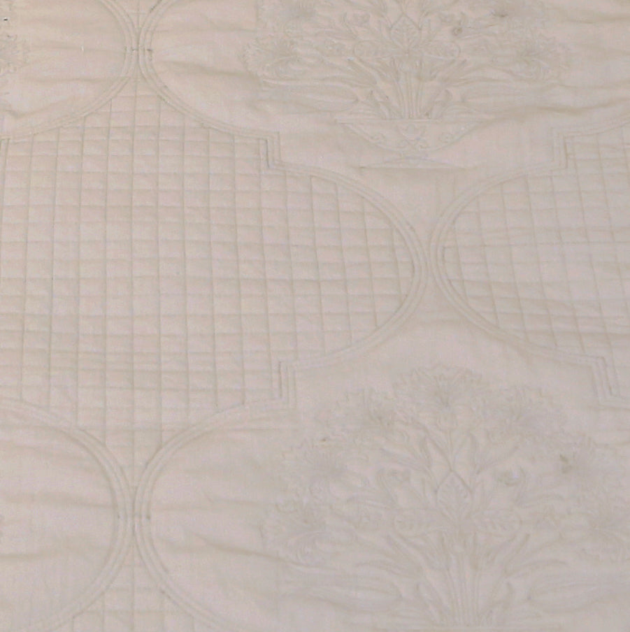 Moonlit florals ( EMBROIDED BEDCOVER WITH 2 PLAIN PILLOW COVERS )